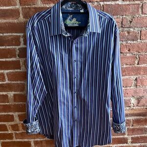 Robert Graham Striped Blue Shirt